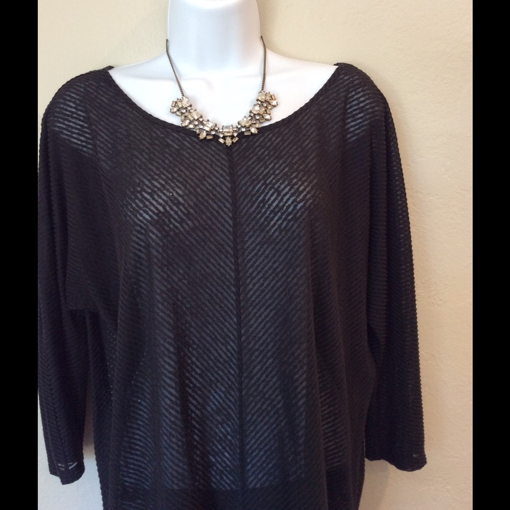 LOFT Black Sheer Dolman Top
